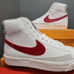 Nike Blazer Mid '77 New Men's White/Red Casual Shoes DH7694 100 Sz 8.5 FULL BOX